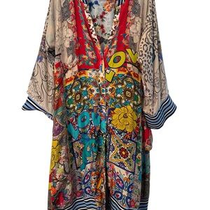 Johnny Was Long Reversible Tori Coat
Vibrant Printed Unique Silk Jacket